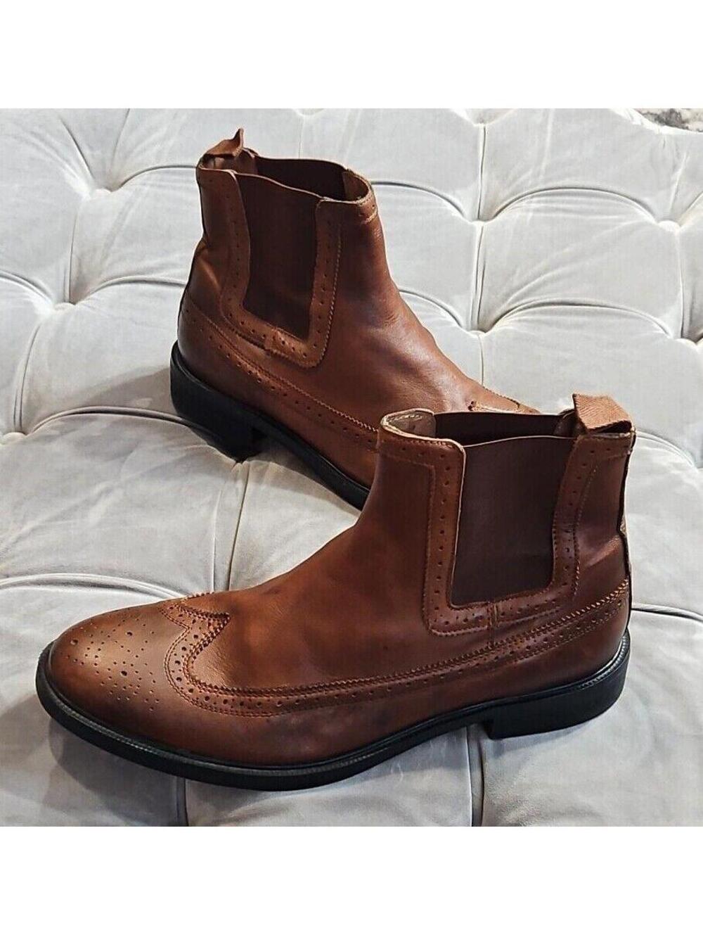 All Saints Spitalfields Wing Tip Brown Leather Chelsea Boots Mens Shoes 46 13